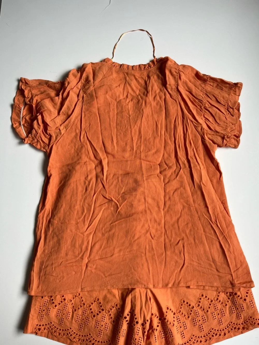 NWOT soyaconcept Orange Eyelet Hem Short Set